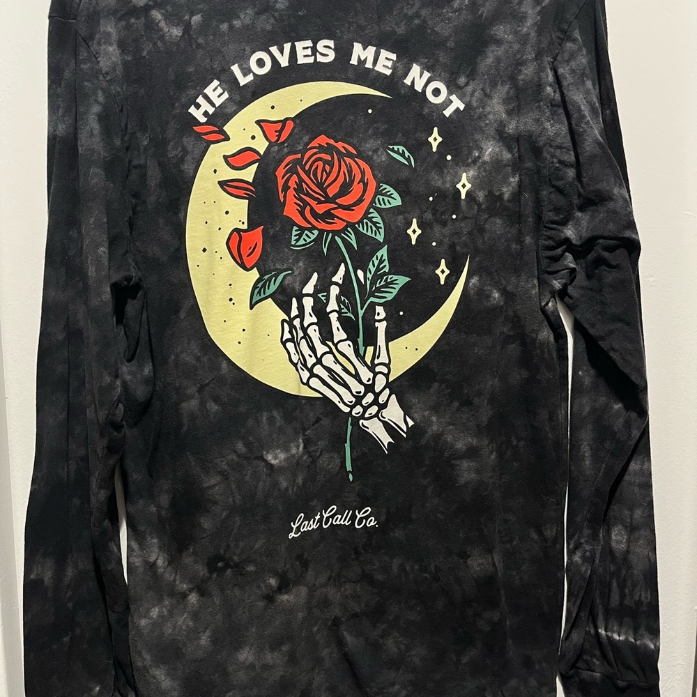 Black Tie-Dye Long Sleeve Tee